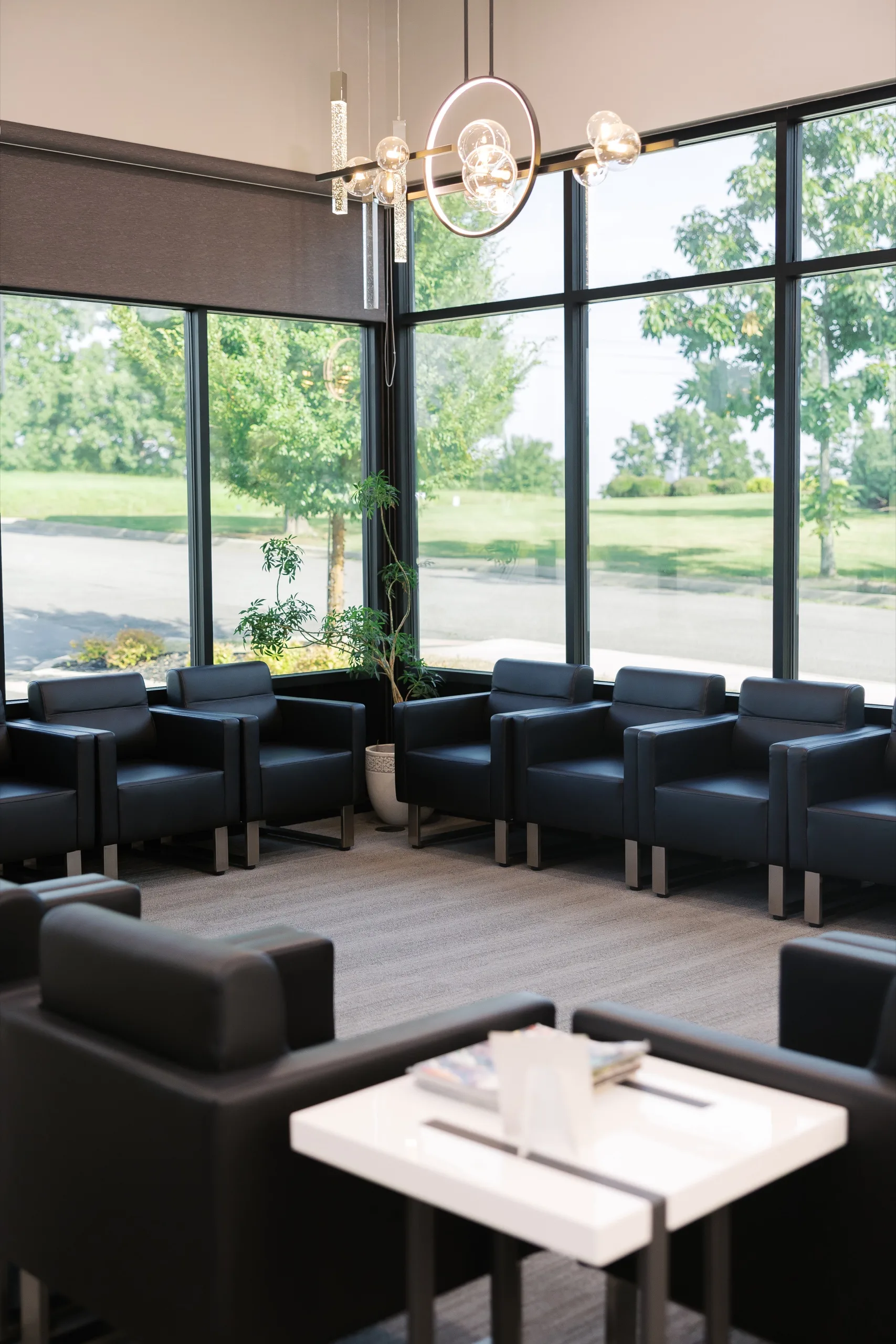 The comfortable, naturally lit waiting area at Elite Dental in Little Rock.